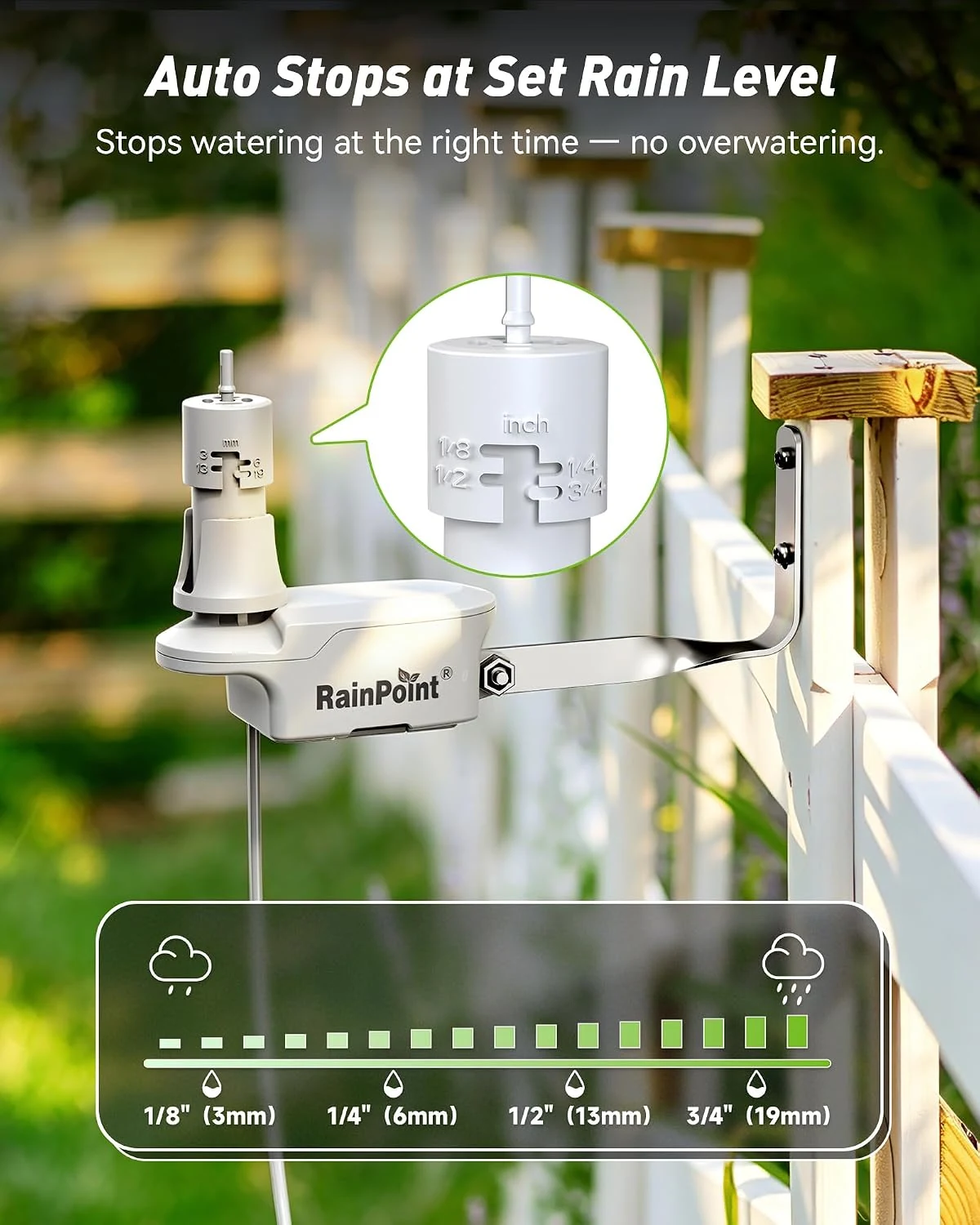Adjustable rain sensitivity setting on a water timer sensor